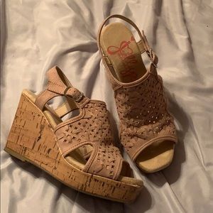 Nude colored wedges